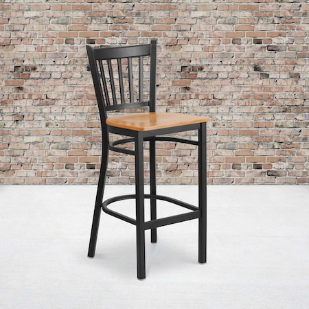 Black Vert Stool-Nat Seat,PK2