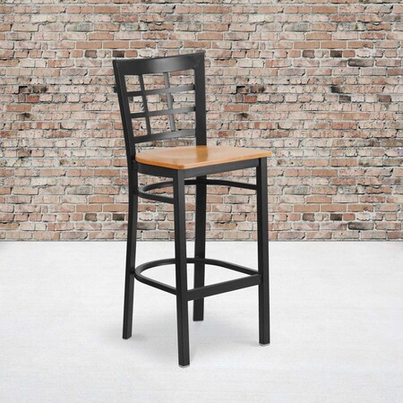 Black Window Stool-Nat Seat,PK2