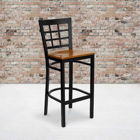 Black Window Stool-Cherry Seat,PK2
