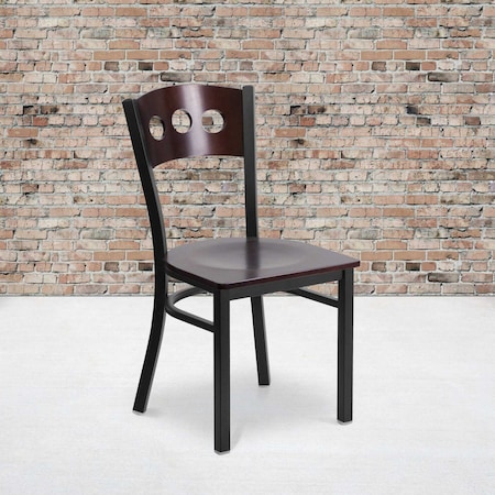 Bk/Wal 3 Circ Chair-Wood Seat,PK2