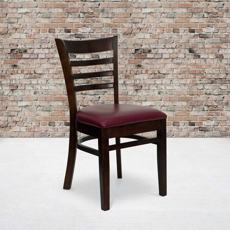 Walnut Wood Chair-Burg Vinyl,PK2