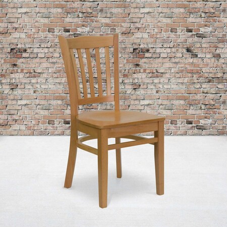 HERCULES Series Vertical Slat Back Natural Wood Restaurant Chair,PK2