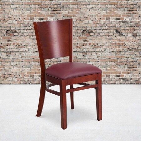 Mahogany Wood Chair-Burg Vinyl,PK2