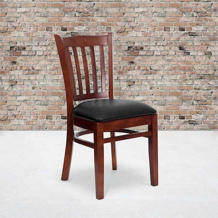 Mahogany Wood Chair-Blk Vinyl,PK2