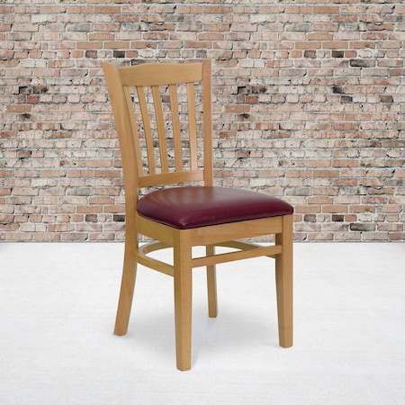 Natural Wood Chair-Burg Vinyl,PK2