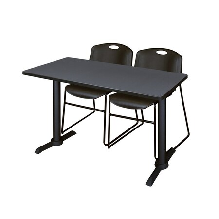 Rectangle Tables > Training Tables > Cain Training Table & Chair Sets, 48 W, 24 L, 29 H, Grey