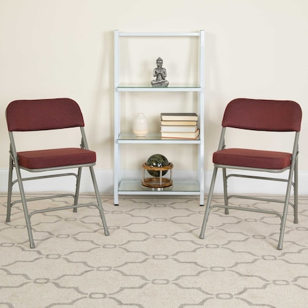 Burgundy Fabric Folding Chair,PK4