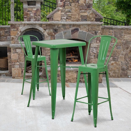 30" High Green Metal Indoor-Outdoor Barstool, PK4
