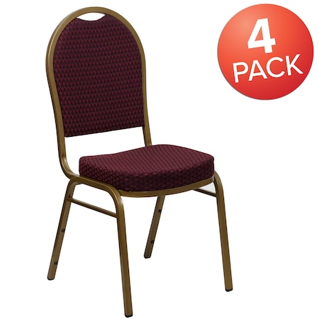 Burgundy Fabric Banquet Chair,PK4
