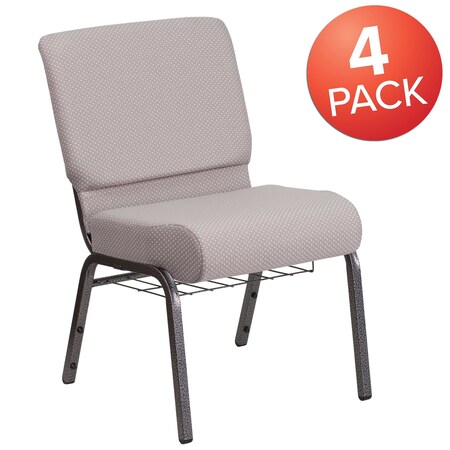 Gray Dot Fabric Church Chair,PK4
