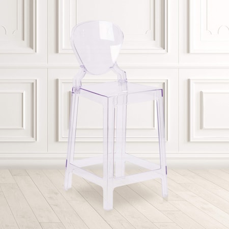 Ghost Counter Stool with Tear Back in Transparent Crystal,PK4
