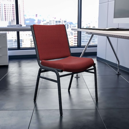 HERCULES Series Heavy Duty Burgundy Patterned Fabric Stack Chair,PK4