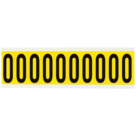 Number Label, 0, 2-1/4in.Hx7/8in.W