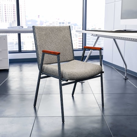 HERCULES Series Heavy Duty Gray Fabric Stack Chair with Arms,PK4