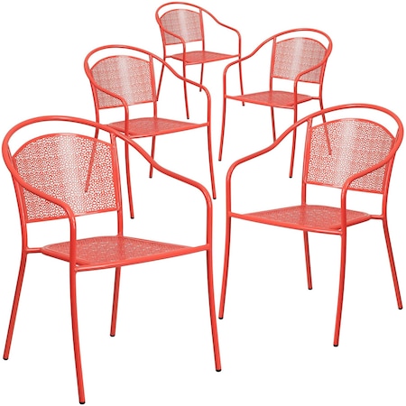 Coral Steel Patio Arm Chair with Round Back, PK5
