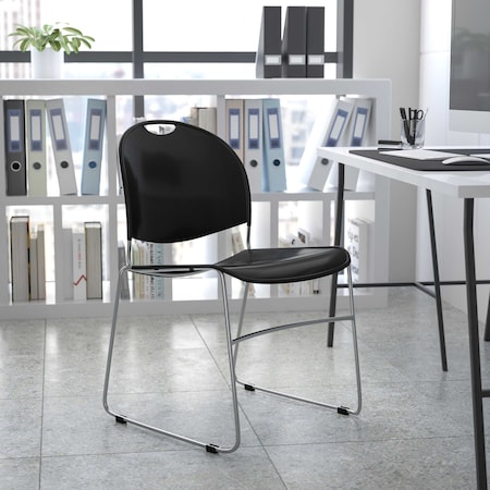 Black Stack Chair-Chrome Frame,PK5