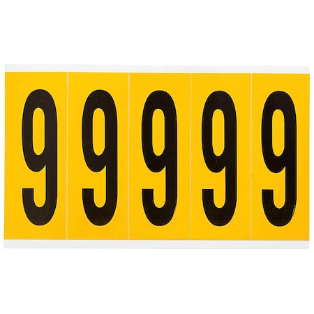 Number Label, 9, 5in.Hx1-3/4in.W, Vinyl