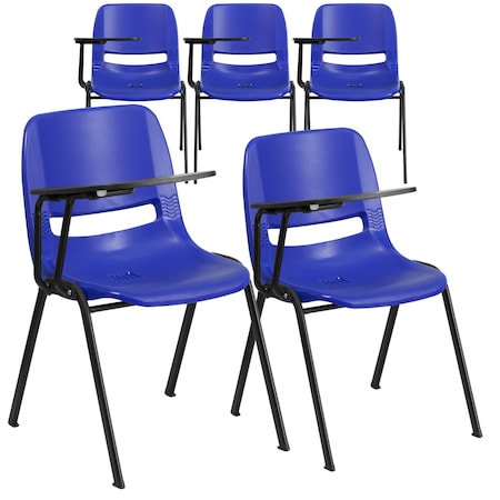 Blue Ergonomic Shell Chair with Right Handed Flip-Up Tablet Arm,PK5