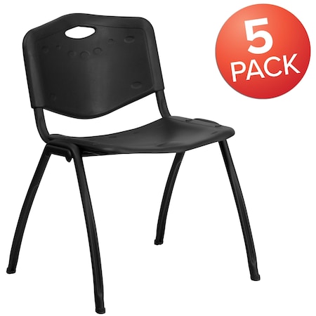 HERCULES Series 880 lb. Capacity Black Plastic Stack Chair,PK5