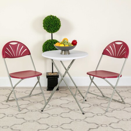 Burgundy Plastic Folding Chair,PK8