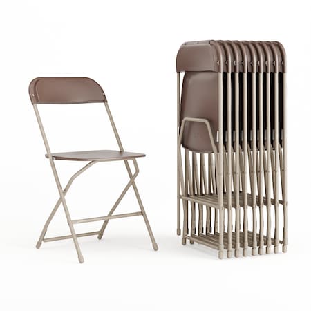 Hercules Series Plastic Folding Chair Brown - 10 LB Weight Capacity Comfortable Event Chair-Lightweight Folding Chair, PK10