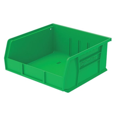 Hang & Stack Storage Bin, 11 in W x 10-7/8 in L x 5 in H, 50 lb Load Capacity, Green, Plastic