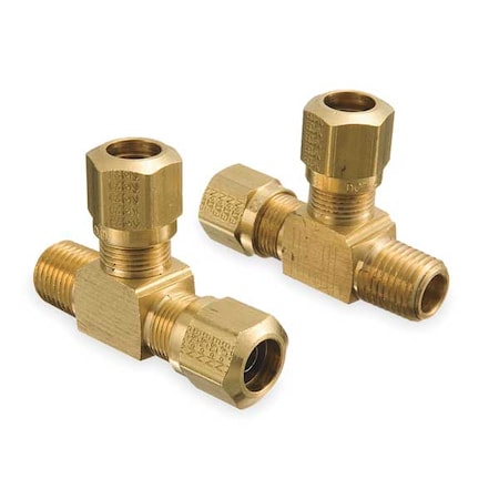 Tee,Brass,Comp3/8",Comp3/8",MNPT3/8"