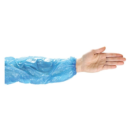 Protective Sleeves, 18 in Length, 1 mil Thick, Serged Seam, Blue, 1000 PK