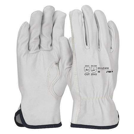 Leather Drivers Gloves, Shirred Slip-On Cuff, Keystone Thumb, Natural, 2XL, 12 PK