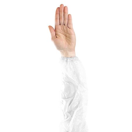 Disposable Sleeve, 16 in Length, 1 mil Thick, Serged Seam, White, 1000 PK