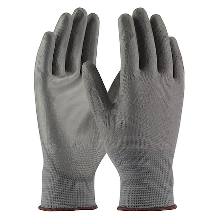 Coated Gloves, Polyurethane, Smooth, Palm, 2 Abrasion Level, Gray, XS (6) 12 PK
