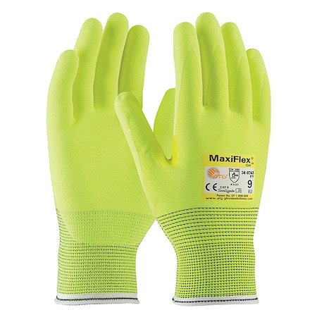 Cut-Resistant Gloves, Cut Level A2 ,Dipped ,Nitrile ,Sandy ,L 12 PK