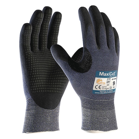 Cut-Resistant Gloves, Cut Level A3 ,Double Dipped ,Foam Nitrile ,Dotted ,L 12 PK