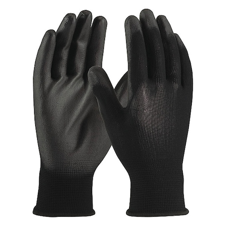 Coated Gloves, Polyurethane, Smooth, Palm, 1 Abrasion Level, Black, 2XL (11) 12 PK