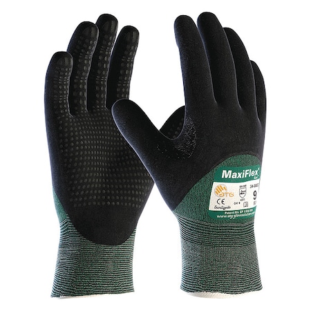 Cut-Resistant Gloves, Cut Level A2 ,Double Dipped ,Foam Nitrile ,Dotted ,XS 12 PK