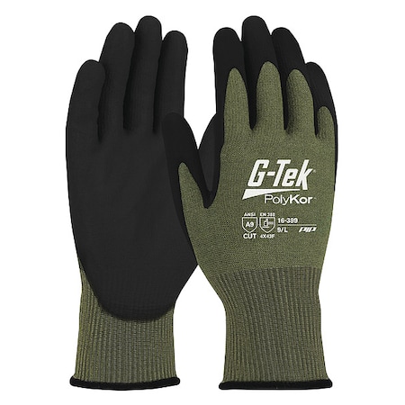 Cut-Resistant Glove, Cut Level A9 ,Dipped ,Water-Based Polyurethane ,Sandy ,XL 12 PK