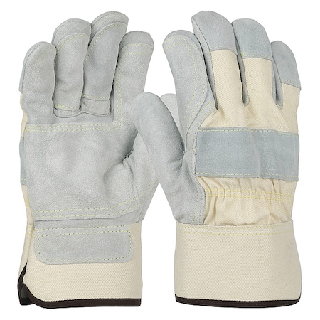 Leather Gloves, Cowhide, Safety Cuff, Wing Thumb, Full Finger, Off-White, XL, 12 PK