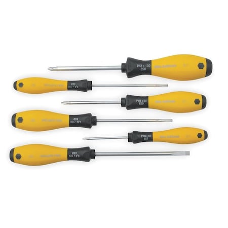 ESD Screwdriver Set,Slotted/Phillips,6 pcs
