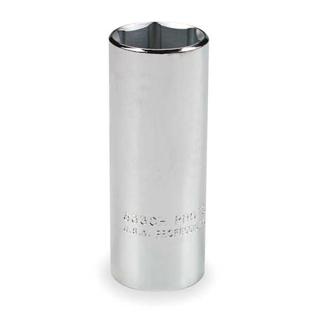 1/2 in Drive, 1-1/2" SAE Socket, 6 Points,  Steel, Chrome, 1 1/2 in