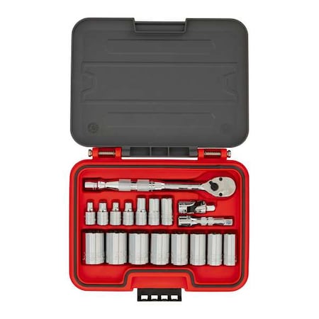 3/8 in Drive Socket Set SAE 19 Pieces 1/4 in to 1 in , Chrome