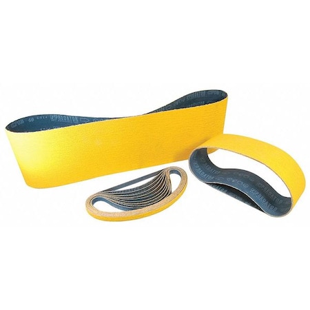 Sanding Belt, 3/4 in W, 18 in L, Coated, Ceramic, 40 Grit, Coarse, Predator, Yellow