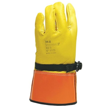 Electrical-Insulating Glove Protectors, Goatskin, 12" Length, Yellow/Orange, Size 11