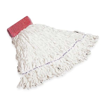 5 in String Wet Mop, 20 oz Dry Wt, Side Gate Connection, Looped-End, White, Polyester/Rayon
