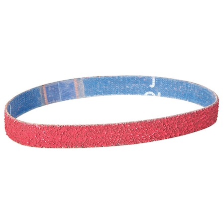 Sanding Belt, 3/4 in W, 20 1/2 in L, Coated, Ceramic, 60 Grit, Coarse, R981 SG, Red