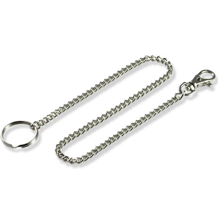Belt Key Holder, Silver, Steel, Pocket Chain With Trigger Snap, Nickel Plated