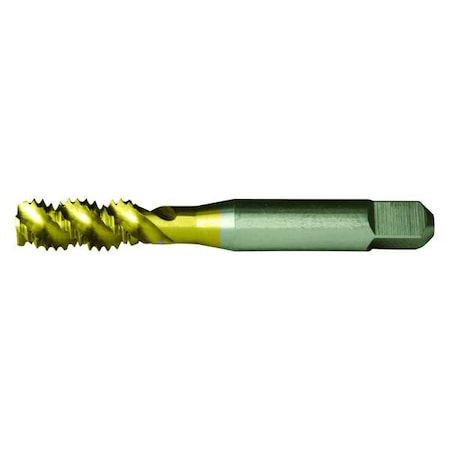 Spiral Flute Tap, 1/4"-20, Bottoming, UNC, 3 Flutes, TiN