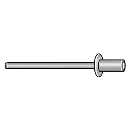 Blind Rivet, Dome Head, 3/16 in Dia., 29/64 in L, Aluminum Body, 250 PK
