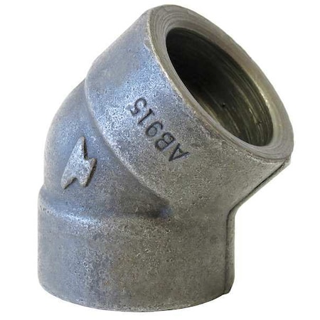 45 Degree Elbow 45 Degree Elbow, 1" Pipe, Socket Weld, Black Forged Steel, Class 3000