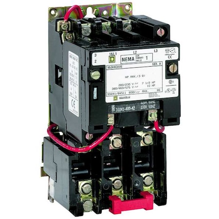 Magnetic Motor Starter, Non-Reversing, No Auxiliary Contacts, 480V AC, 3 P, Screw Clamp