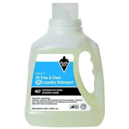 High Efficiency Laundry Detergent, 100 oz Jug, Liquid, Unscented, Clear